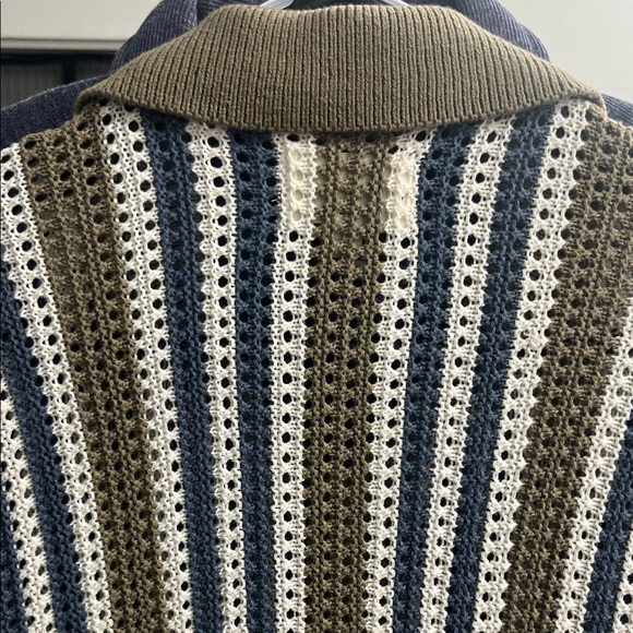 Lucky Brand Blue and Tan Striped Cardigan - Picture 7 of 9